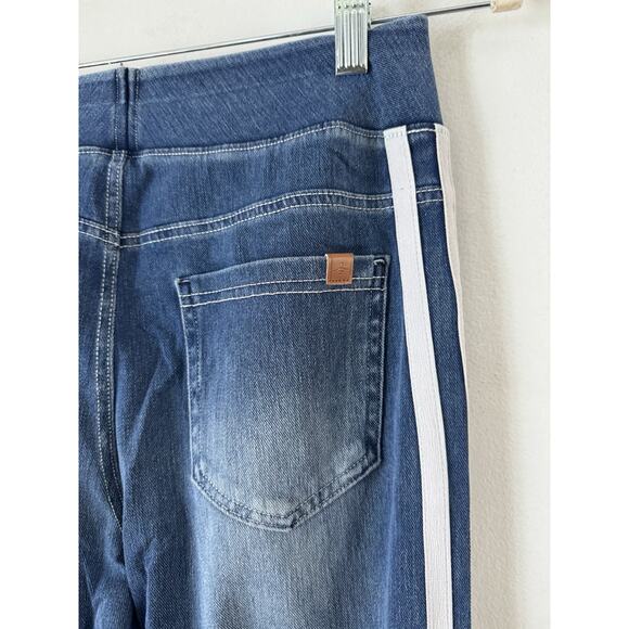 NWOT Halara Flex High Waisted Stripe Wide Leg Jeans Pockets Medium Tide Blue - Picture 5 of 6
